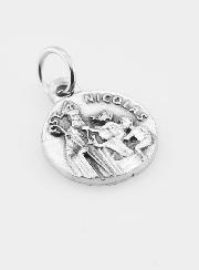 Médaille Saint Nicolas en Métal Argenté - 14mm