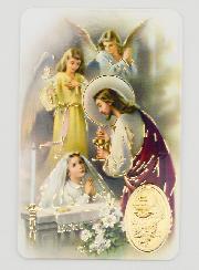 Carte de Prière Médaille Première Communion Fille
