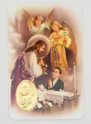 Carte de Prière Médaille Première Communion Garçon