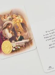 Carte de Prière Médaille Première Communion Garçon