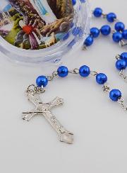 Chapelet de Lourdes en Perles Bleues Nacrées - Boîte Cadeau