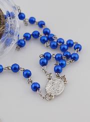 Chapelet de Lourdes en Perles Bleues Nacrées - Boîte Cadeau