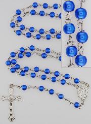 Chapelet de Lourdes en Perles Bleues Nacrées - Boîte Cadeau