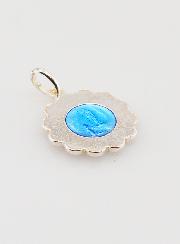 Médaille Sainte Vierge Marie en Argent et Email Bleu