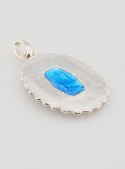 Médaille Sainte Vierge Marie en Argent et Email Bleu - 30mm