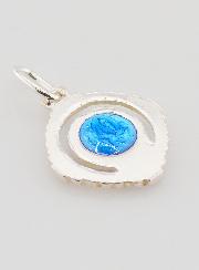 Médaille Vierge Marie Ajourée - Argent et Email Bleu - 16mm