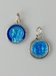 Médaille Sainte Vierge Marie - Argent et Email Bleu - 11mm