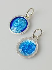 Médaille Sainte Vierge Marie - Argent et Email Bleu - 11mm