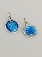 Médaille Sainte Vierge Marie - Argent et Email Bleu - 11mm