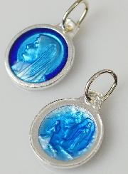 Médaille Sainte Vierge Marie - Argent et Email Bleu - 11mm