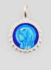 Médaille Sainte Vierge Marie en Argent et Email -16mm