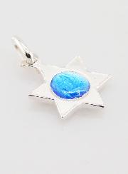 Médaille Sainte Vierge Marie Etoile en Argent et Email Bleu