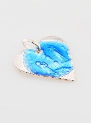 Médaille Notre Dame de Lourdes Coeur en Argent et Email -18mm