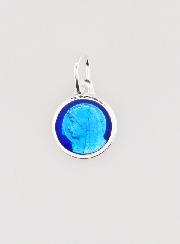 Médaille Profil Vierge Marie - Argent et Email Bleu - 10mm