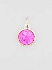 Médaille Vierge Marie Rose Fushia - Argent et Email - 10mm