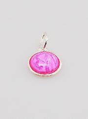 Médaille Vierge Marie Rose Fushia - Argent et Email - 10mm