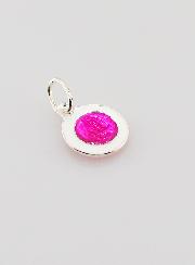 Médaille Vierge Marie Rose Fushia - Argent et Email - 10mm