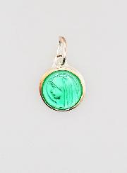 Médaille Vierge Marie Verte - Argent et Email - 10mm