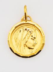 Médaille Profil Sainte Vierge Marie en Plaqué Or - 20mm