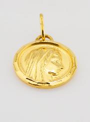 Médaille Profil Sainte Vierge Marie en Plaqué Or - 20mm