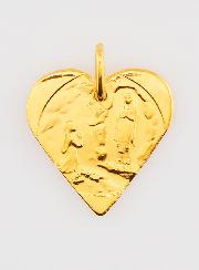 Médaille Notre Dame de Lourdes Coeur en Plaqué Or - 20mm
