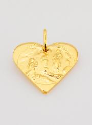 Médaille Notre Dame de Lourdes Coeur en Plaqué Or - 20mm