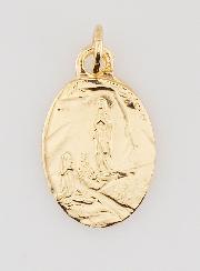 Médaille Notre Dame de Lourdes Ovale en Plaqué Or - 19mm