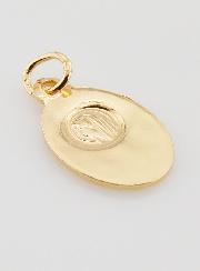 Médaille Notre Dame de Lourdes Ovale en Plaqué Or - 19mm