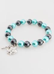 Bracelet Dizainier en Perles d'Hématite et Nacre Bleue