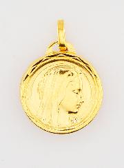 Médaille Profil Sainte Vierge Marie avec Eau de Lourdes - 18mm
