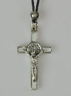 Pendentif Croix de Saint Benoit Métal - Blanc - 4cm