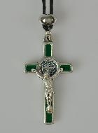 Pendentif Croix de Saint Benoit Métal - Vert - 4cm