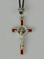 Pendentif Croix de Saint Benoit Métal - Rouge - 4cm