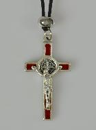 Pendentif Croix de Saint Benoit Métal - Rouge - 4cm