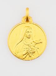Médaille Sainte Thérèse en Plaqué Or - 18mm