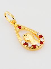 Pendentif Goutte Vierge Marie - Diamant Strass Rubis Plaqué Or