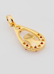 Pendentif Goutte Vierge Marie - Diamant Strass Rubis Plaqué Or