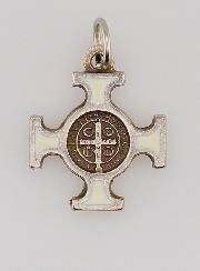 Pendentif Croix de Saint Benoit Métal - Blanc - 2cm