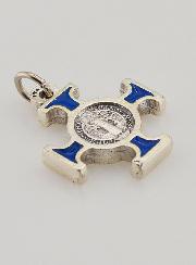 Pendentif Croix de Saint Benoit Métal - Bleu - 2cm