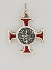 Pendentif Croix de Saint Benoit Métal - Rouge - 2cm