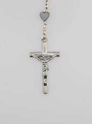 Chapelet en Perles Coeur Hématite Médaille Miraculeuse - Chaîne Argentée