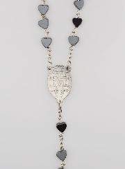 Chapelet en Perles Coeur Hématite Médaille Miraculeuse - Chaîne Argentée