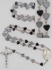Chapelet Mode Coeur en Hématite - Médaille Miraculeuse