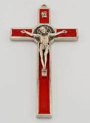 Crucifix Croix de Saint Benoit - Métal Rouge