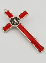 Crucifix Croix de Saint Benoit - Métal Rouge