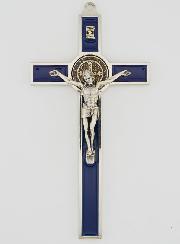 Croix de Saint Benoit 20cm - Métal Bleu