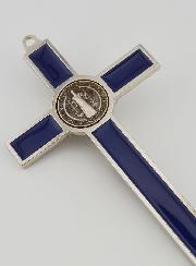 Croix de Saint Benoit 20cm - Métal Bleu