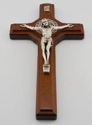 Crucifix Croix de Saint Benoit en Bois Foncé - 21cm