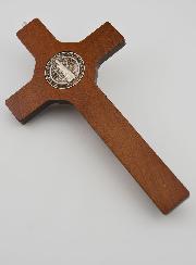 Crucifix Croix de Saint Benoit en Bois Foncé - 21cm