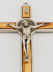 Croix de Saint Benoit en Bois d'Olivier - 12cm